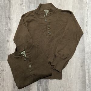 Vtg Military OLIVE DRAB Army Sweaters 5 Button Henley 100% Wool Bundle Lot Large